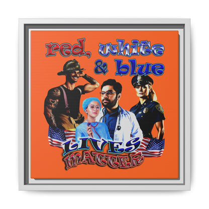 rw&b lives matter - framed canvas art (orange)