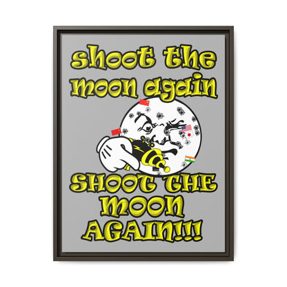 shoot the moon again - framed canvas art (light grey)