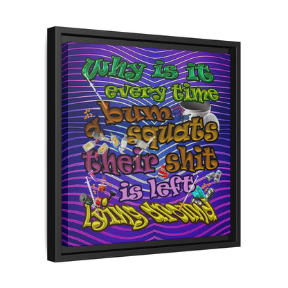the bum's shit - framed canvas art (purple wave)