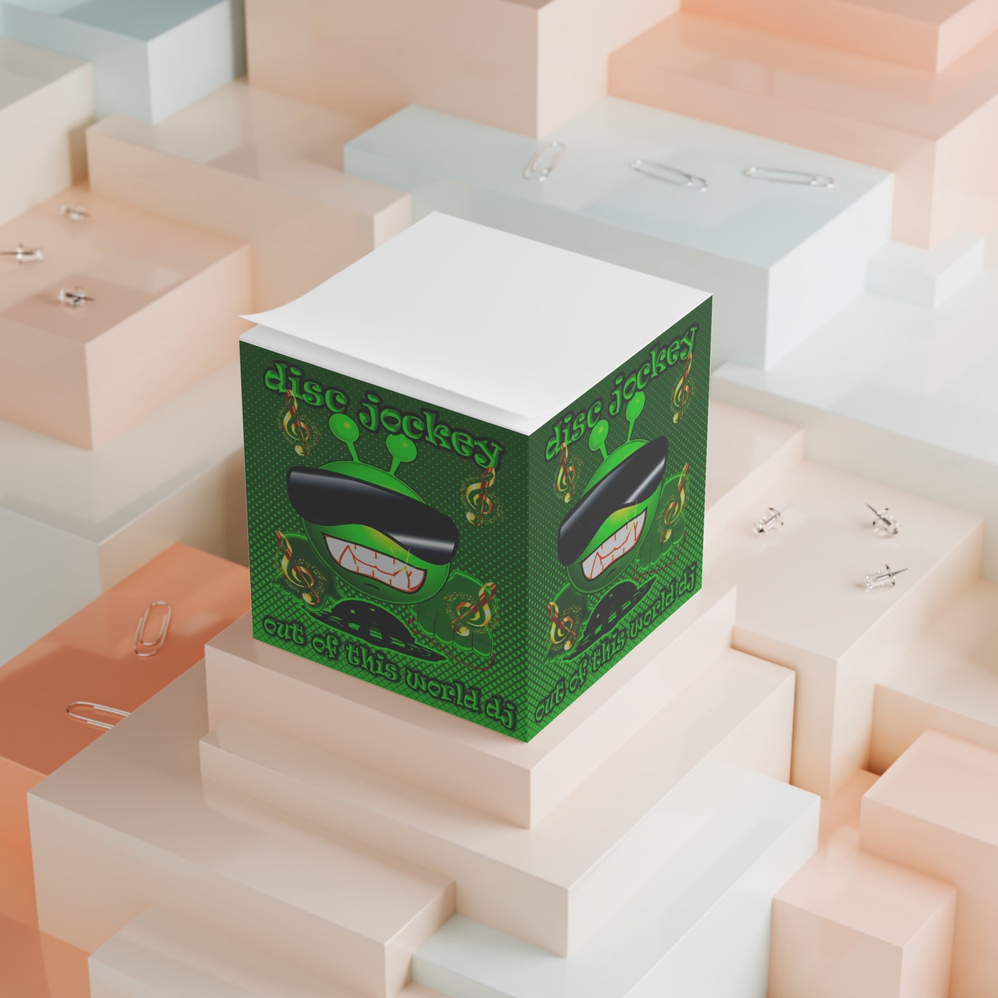 disc jockey - note cube (logo green)