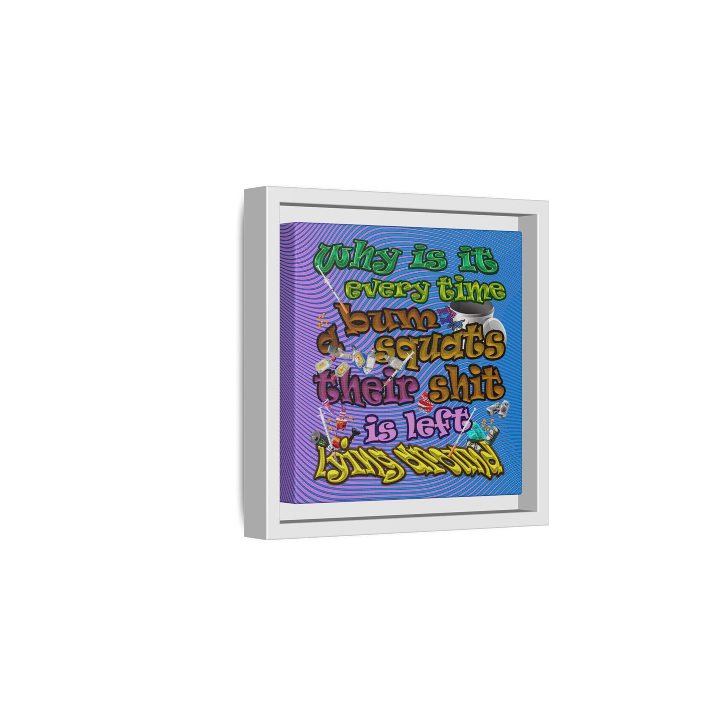 the bum's shit - framed canvas art (light blue-purple wave)