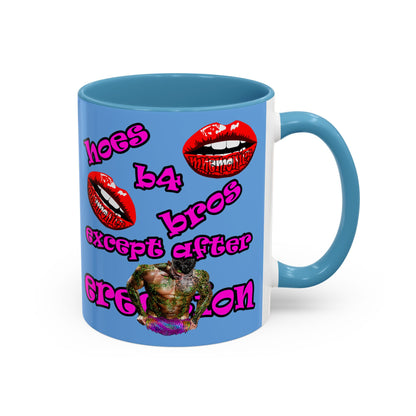 hoes b4 bros - Accent Mug (light blue)