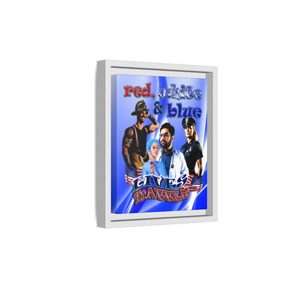 rw&b lives matter - framed canvas art (blue-white wave)