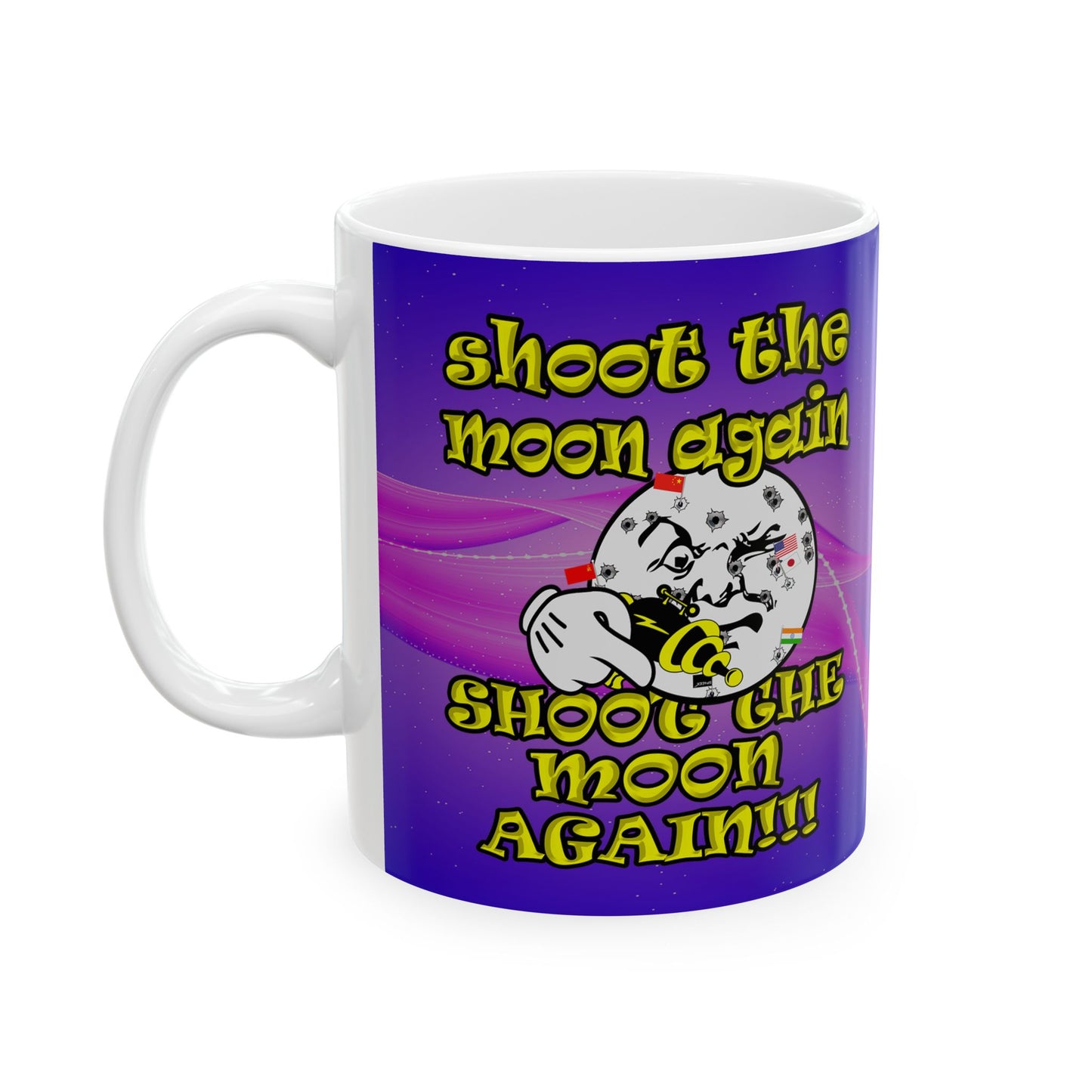 shoot the moon again - White Mug (purple-pink wave)