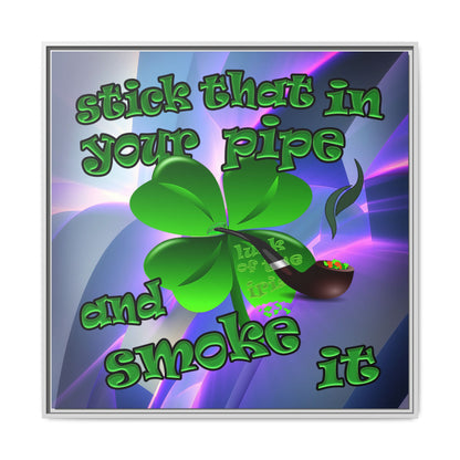 stick that in your pipe and smoke it - framed canvas art (grey-pink wave)