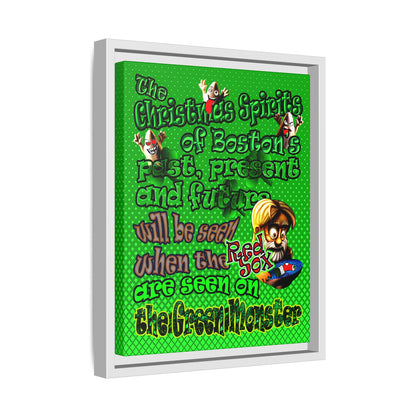 christmas spirits of boston - framed canvas art (logo green)