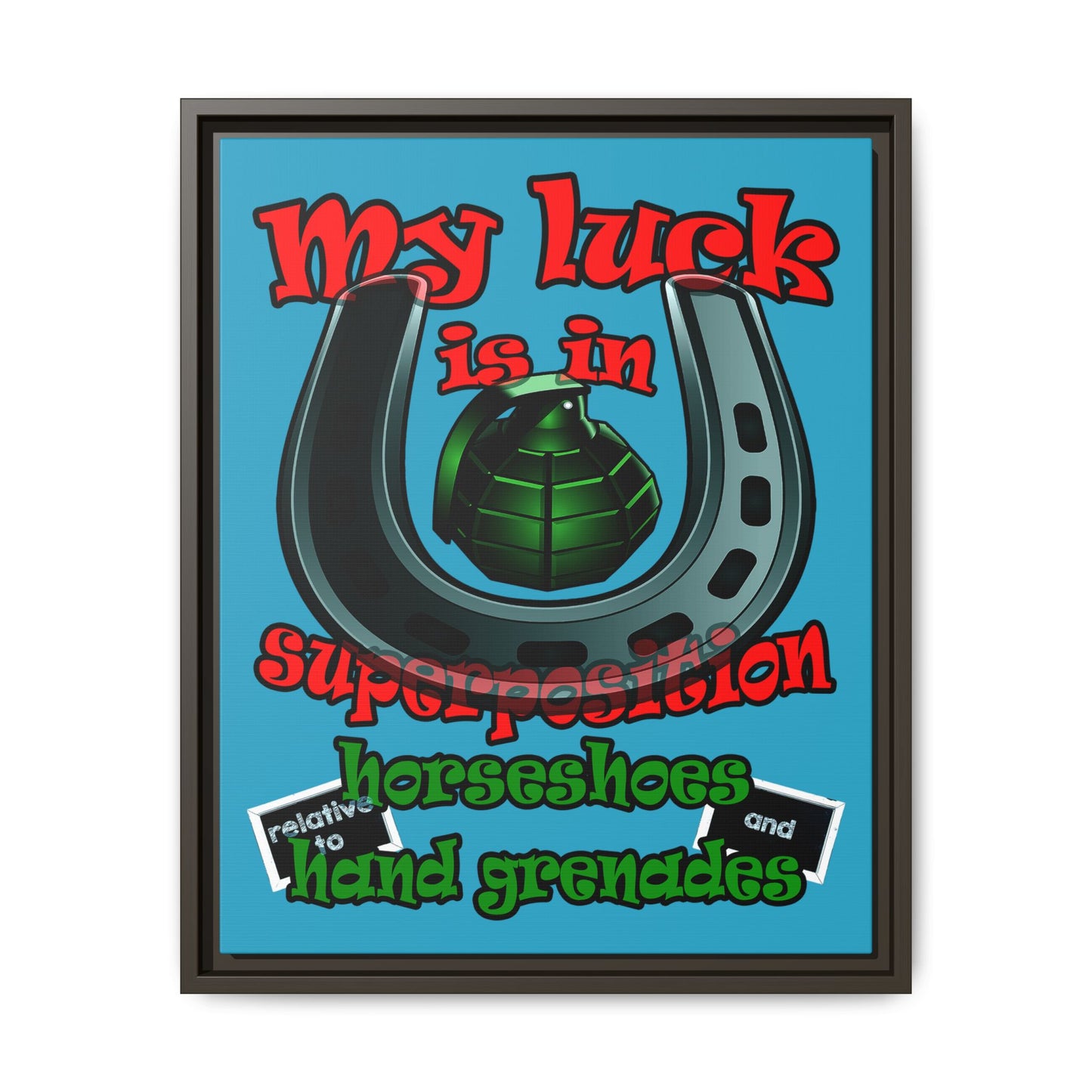my luck - framed canvas art (turquoise)