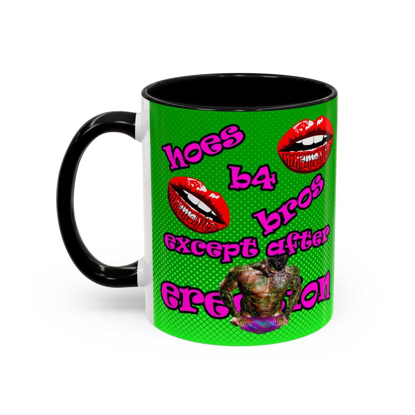 hoes b4 bros - Accent Mug (logo green)