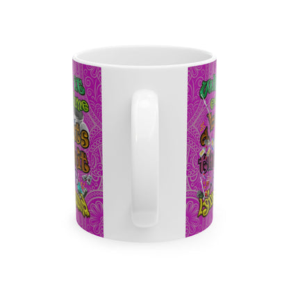 the bum's shit - White Mug (pink swirl)
