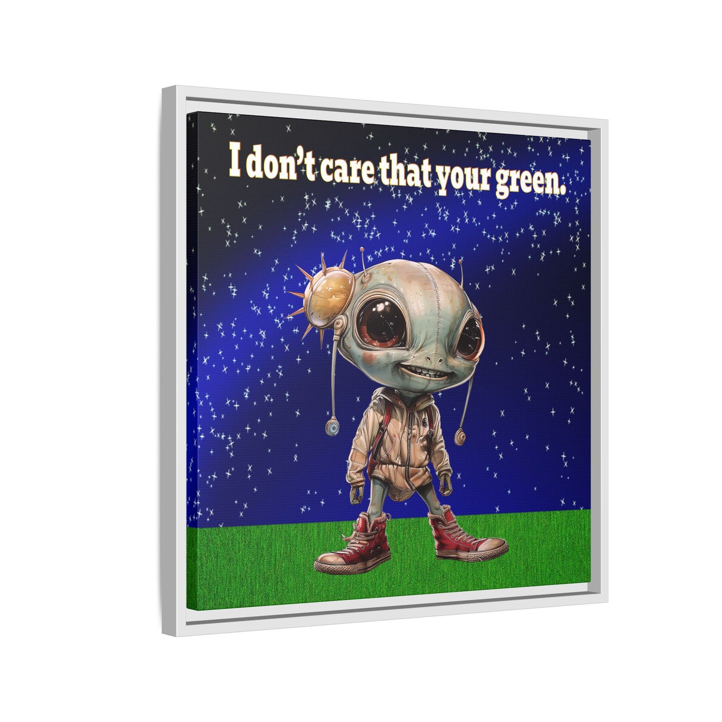 I don't care that your green - framed canvas art ('snoops' background)
