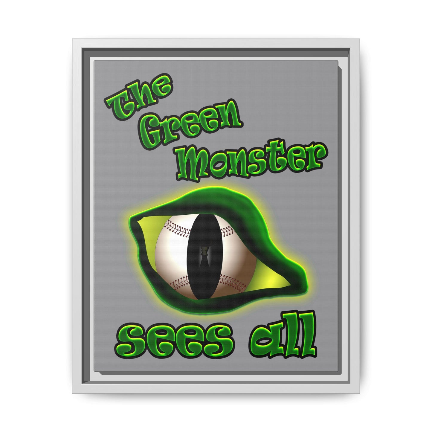 green monster - framed canvas art (grey)