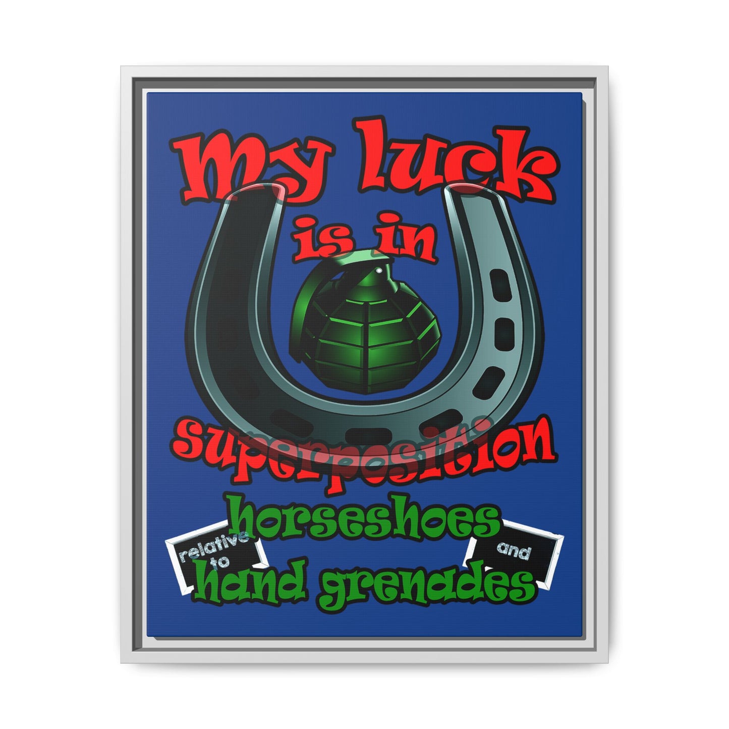 my luck - framed canvas art (dark blue)