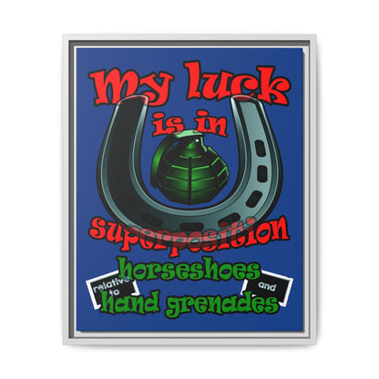 my luck - framed canvas art (dark blue)