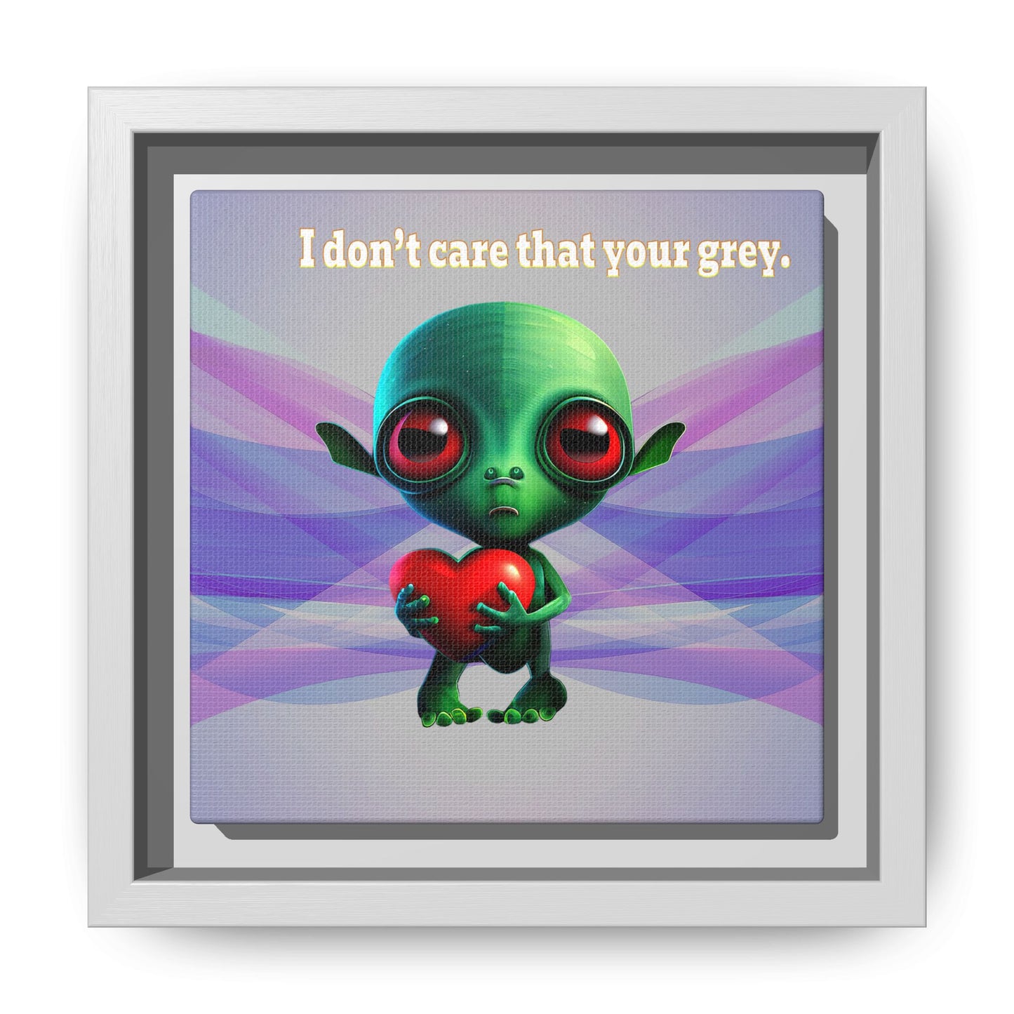 I don't care that your grey - framed canvas art (light blue-pink wave)