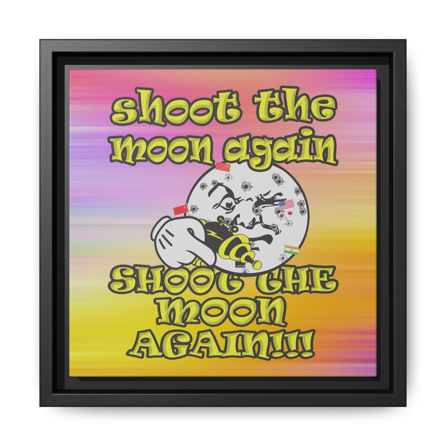 shoot the moon again - framed canvas art (color blur)