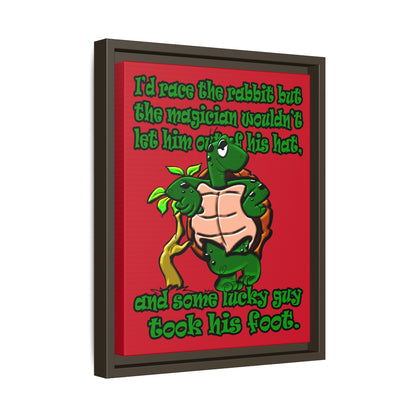 turtle race - framed canvas art (dark red)