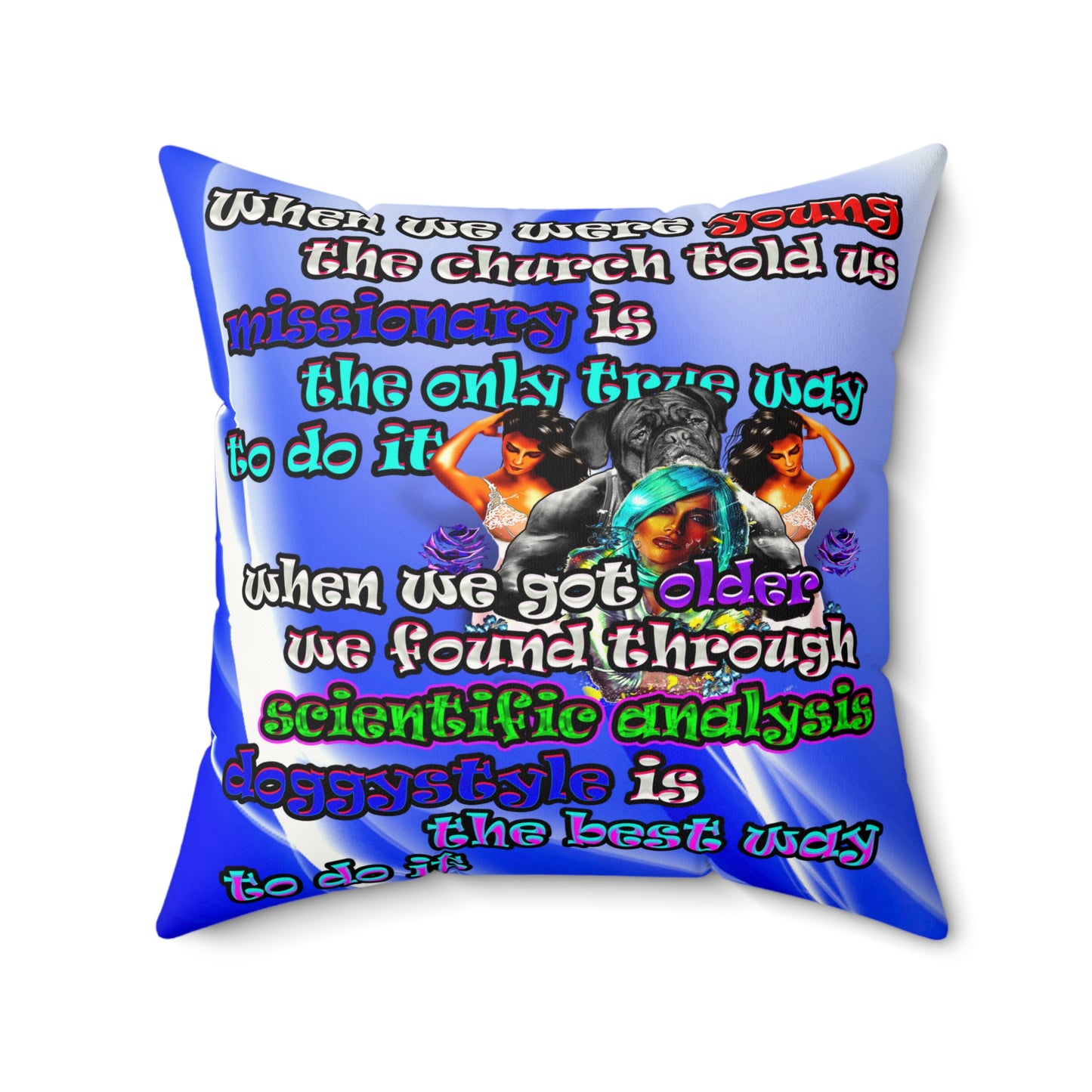 doggystyle - Faux Suede Square Pillow - (blue-white wave)