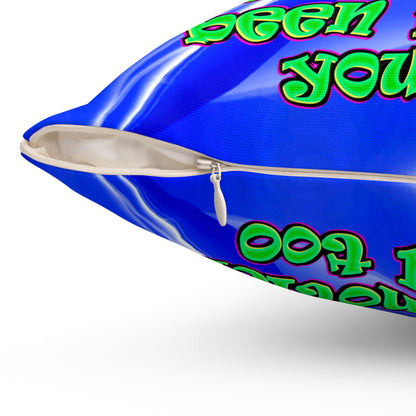 noticed you noticing - Spun Polyester Square Pillow - (blue-white wave)