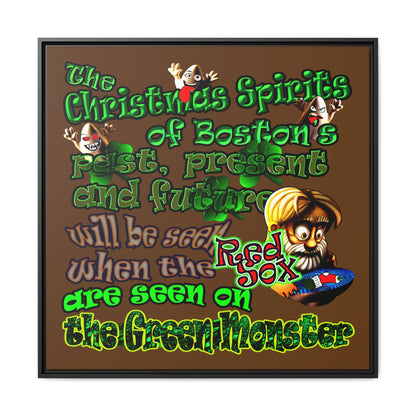 christmas spirits of boston - framed canvas art (brown)