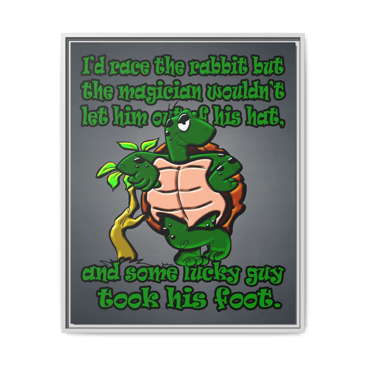turtle race - framed canvas art (grey-light grey)