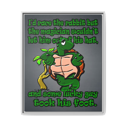 turtle race - framed canvas art (grey-light grey)