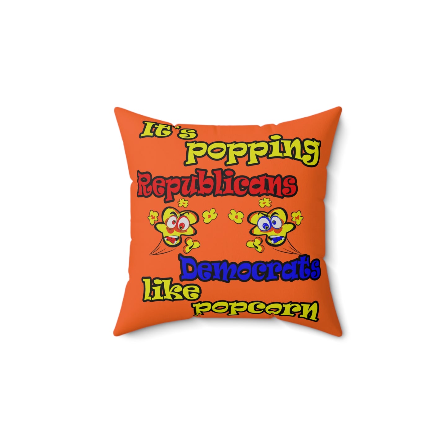 popping like popcorn - Spun Polyester Square Pillow - (orange)