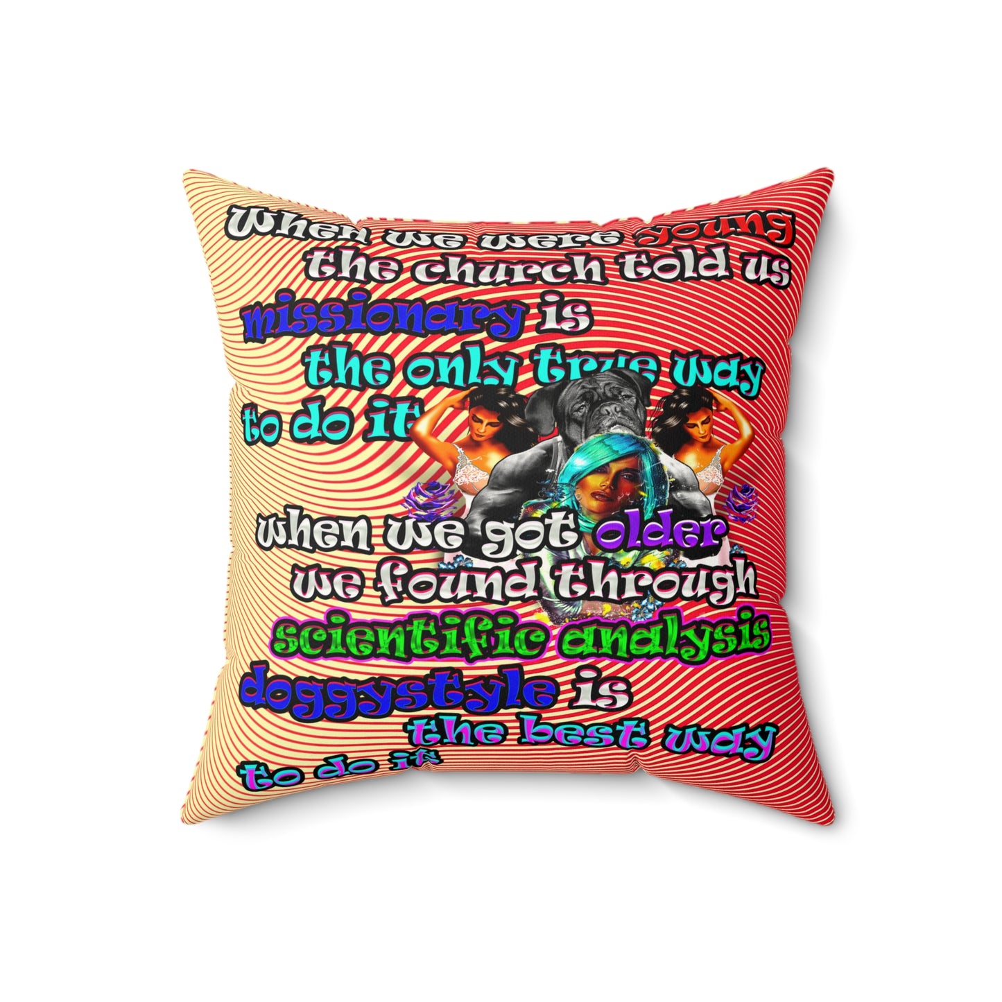doggystyle - Faux Suede Square Pillow - (yellow-orange wave)