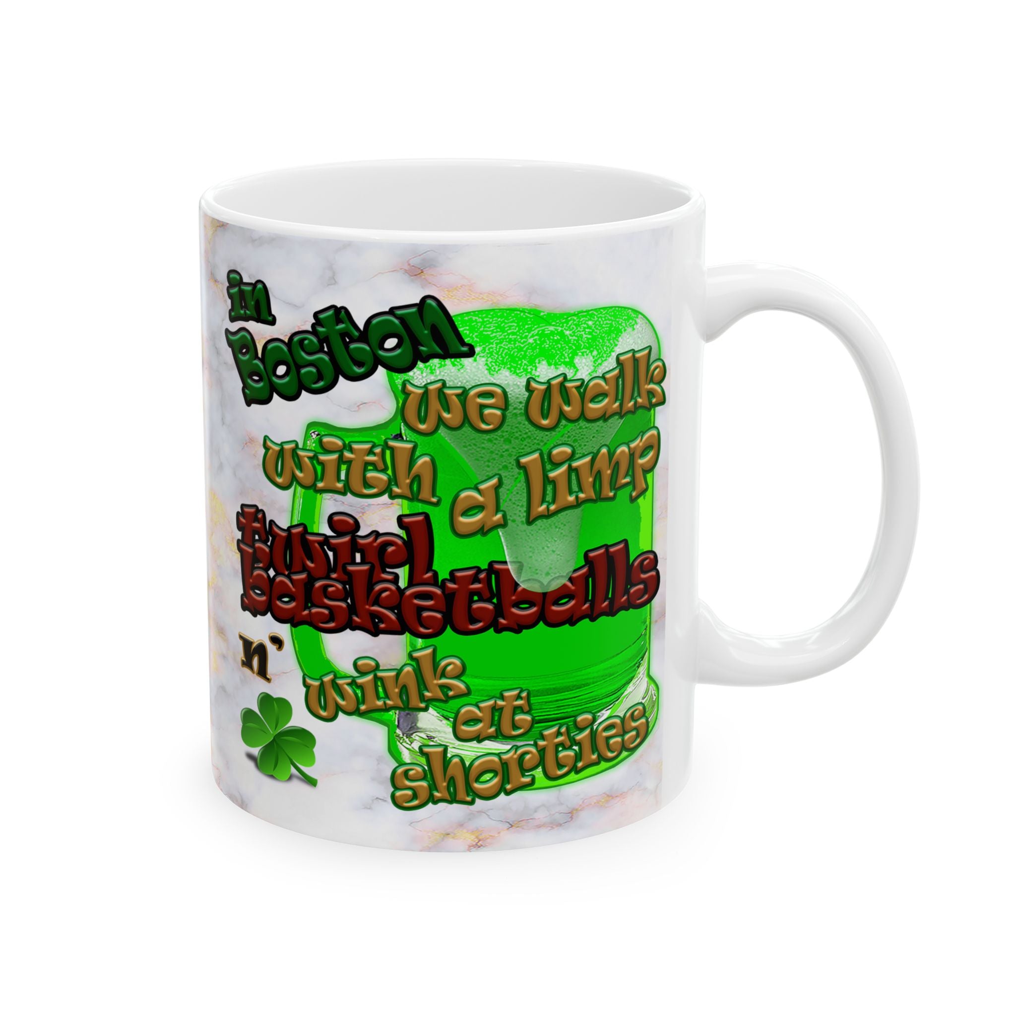 celtics logo - White Mug (white marble)