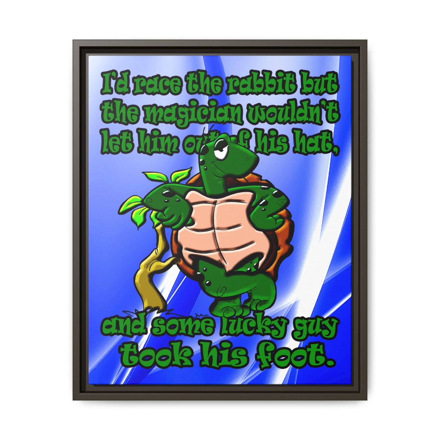 turtle race - framed canvas art (blue-white wave)