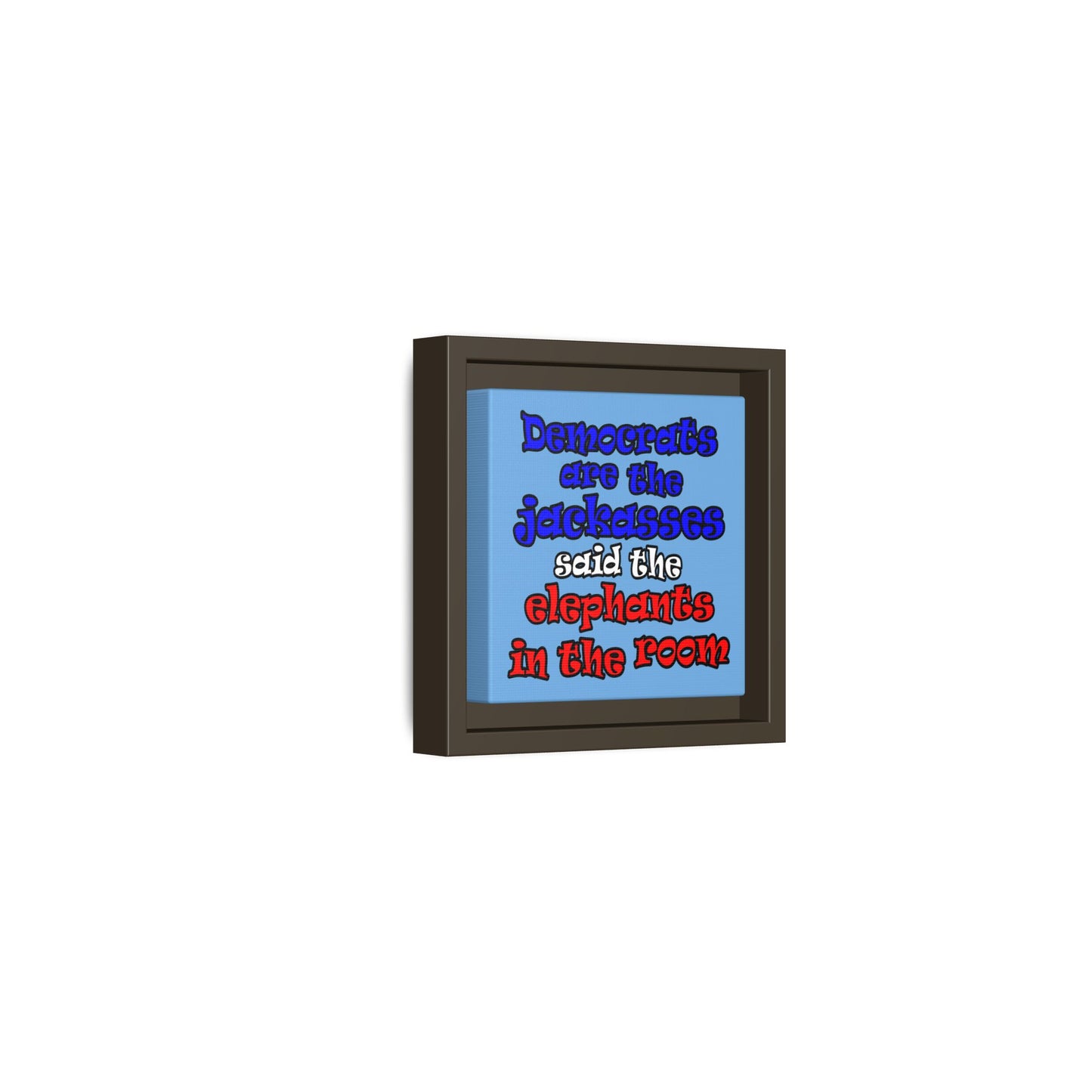 donkeys and elephants - framed canvas art (light blue)