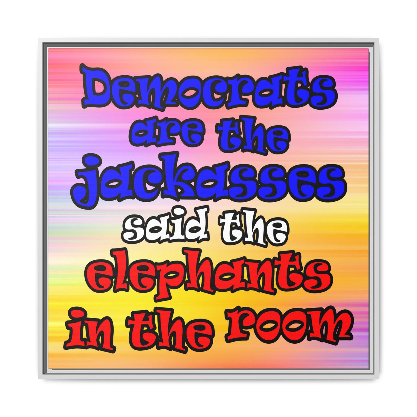 donkeys and elephants - framed canvas art (color blur)