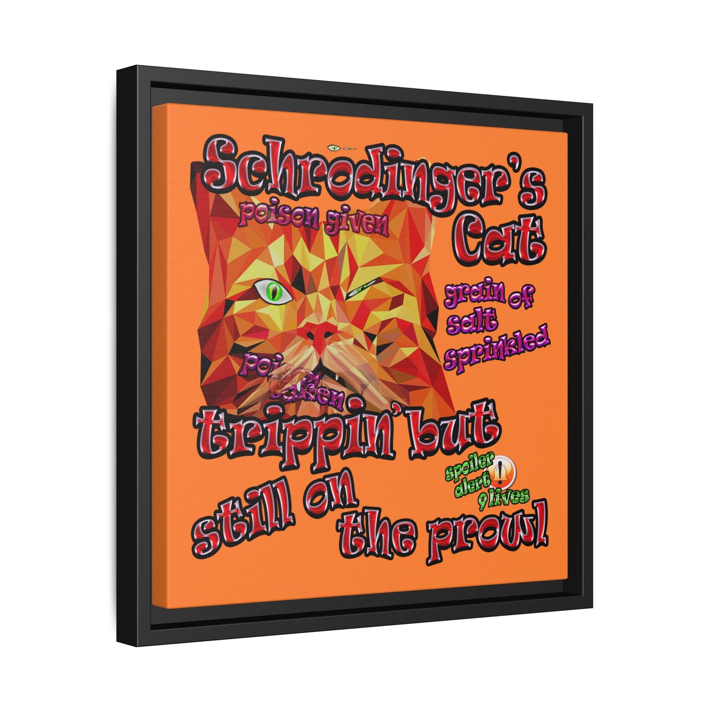 schrodinger's cat - framed canvas art (crusta)