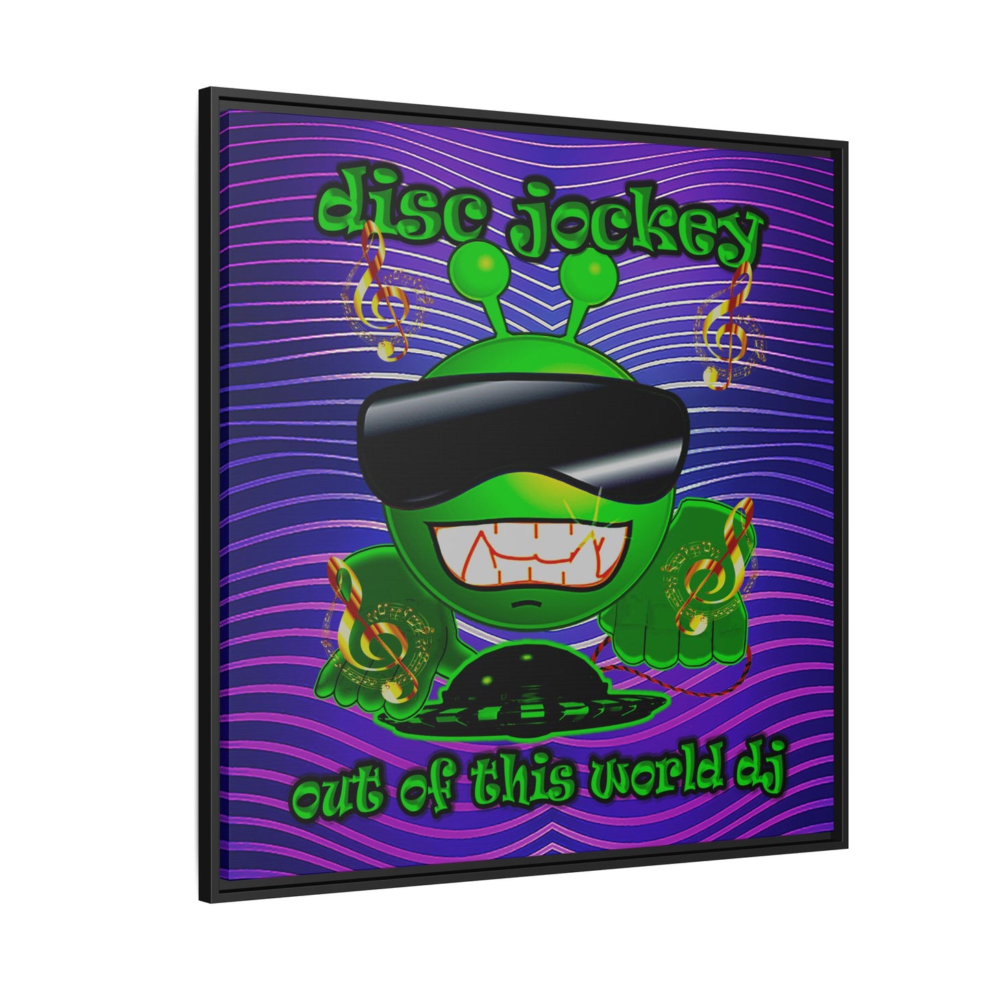 disc jockey - framed canvas art (purple wave)