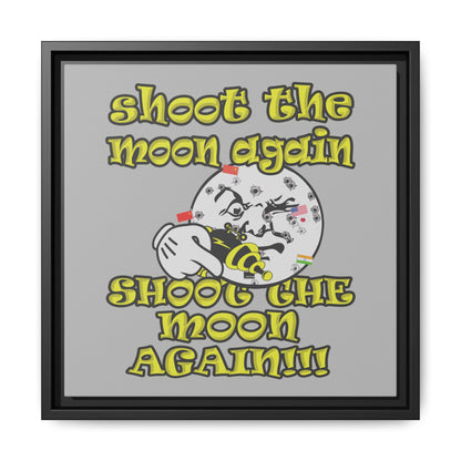 shoot the moon again - framed canvas art (light grey)