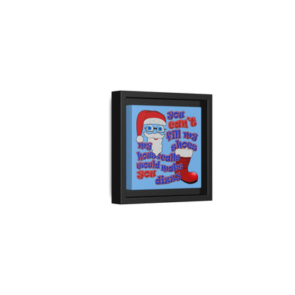 santa's shoes - framed canvas art (light blue)