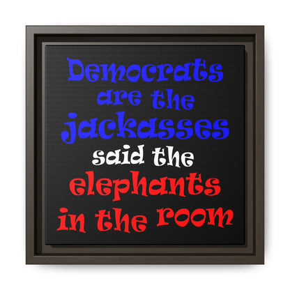 donkeys and elephants - framed canvas art (black)