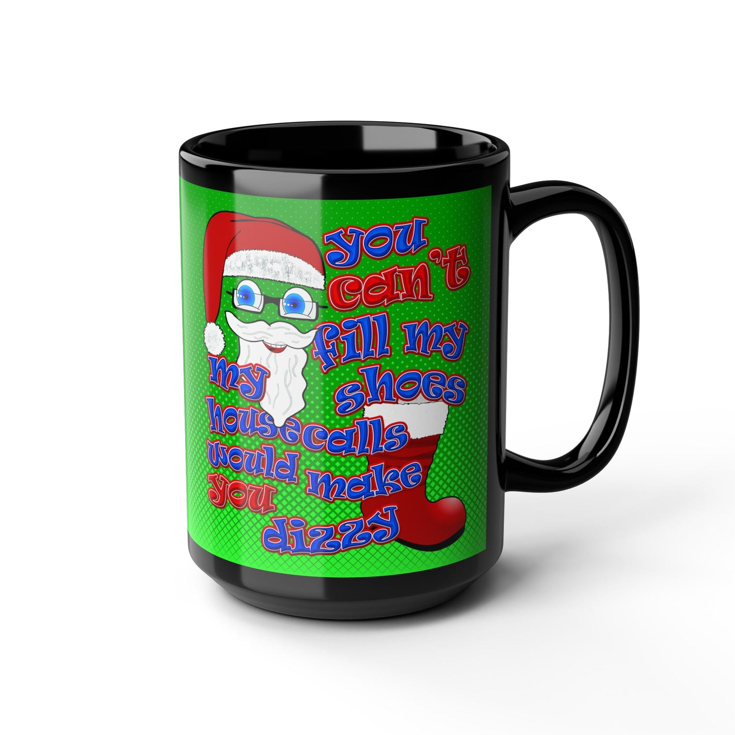 santa's shoes - Black Mug (logo green)