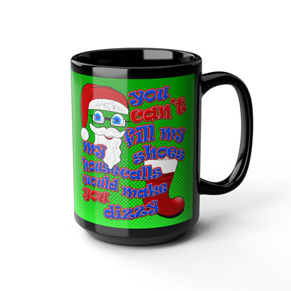santa's shoes - Black Mug (logo green)