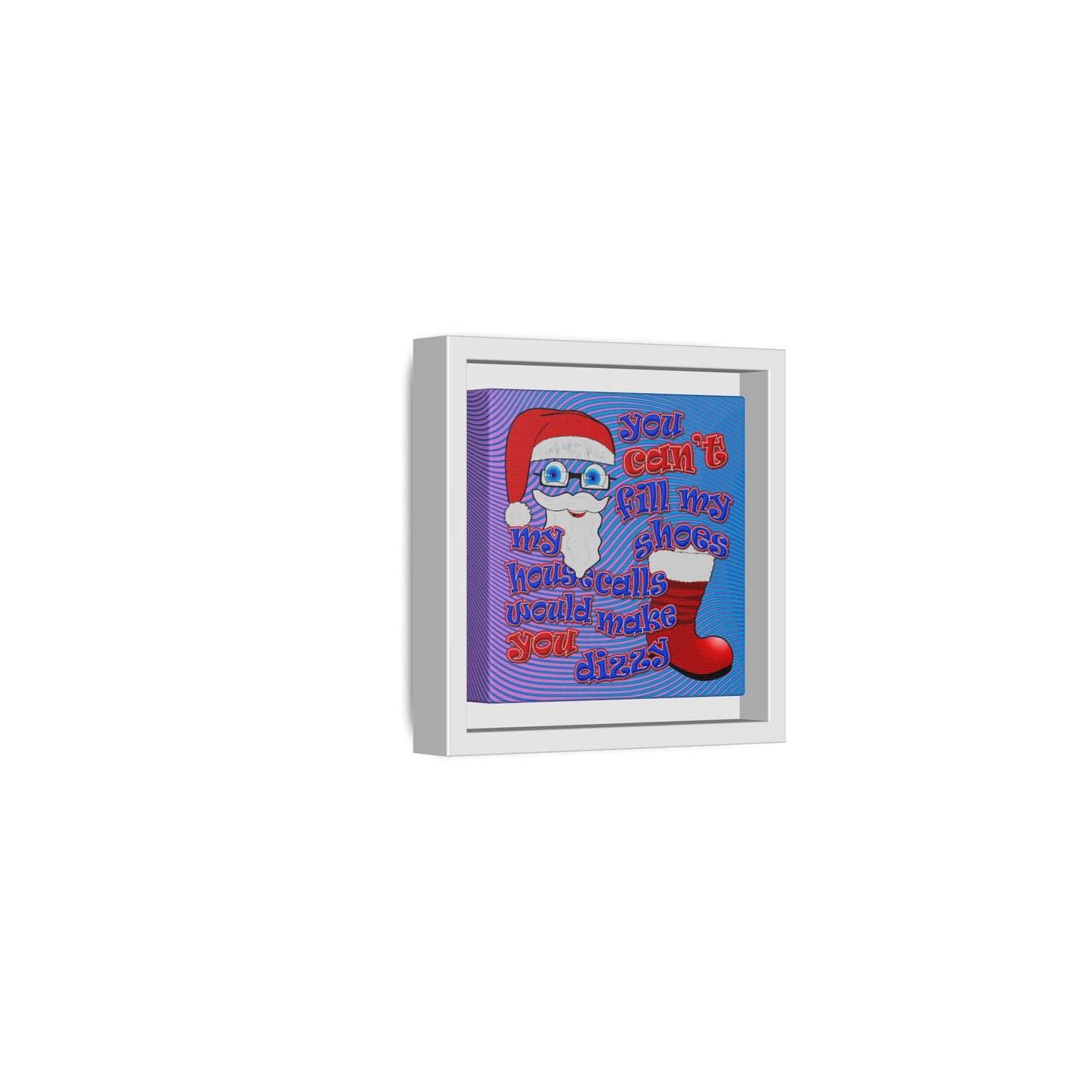 santa's shoes - framed canvas art (light blue-purple wave)