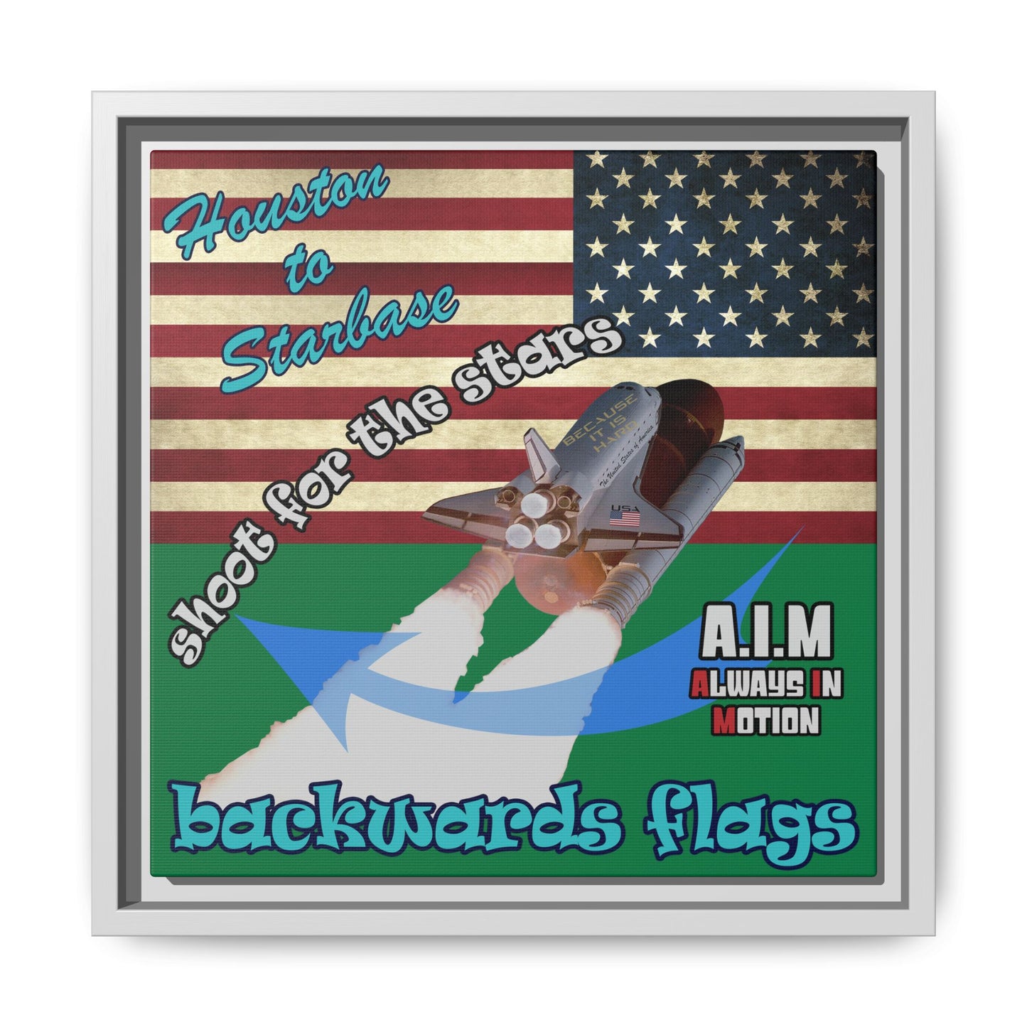 shoot for the stars - framed canvas art (dark green)