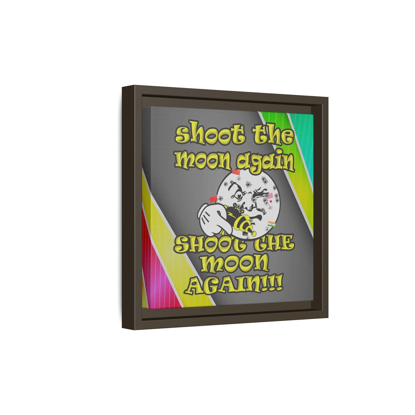 shoot the moon again - framed canvas art (rainbow split)