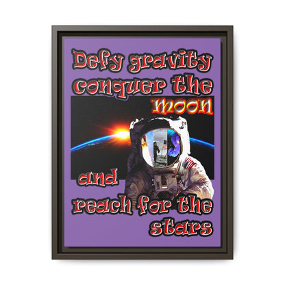defy conquer reach - framed canvas art (light purple)
