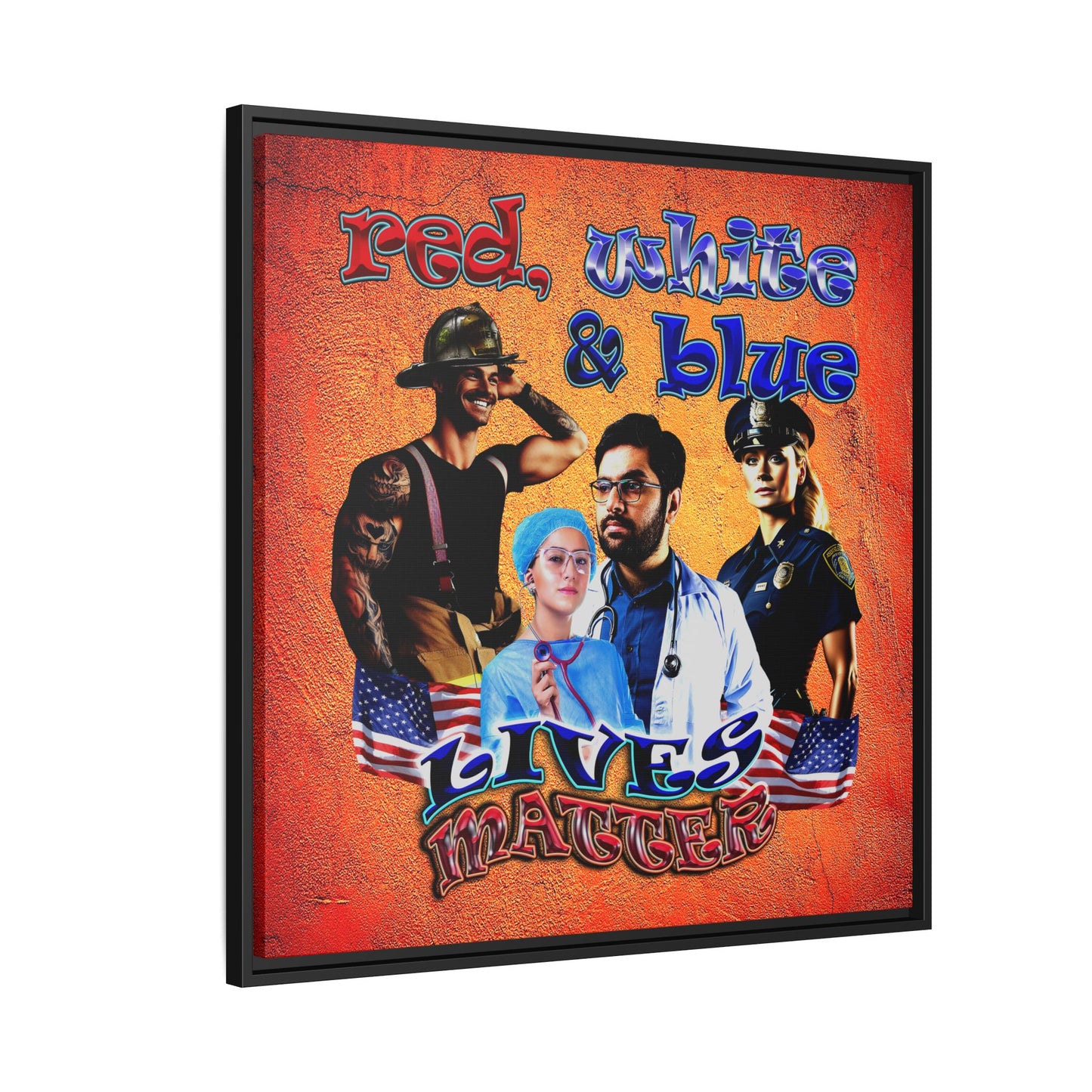rw&b lives matter - framed canvas art (burnt orange)