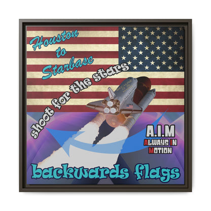 shoot for the stars - framed canvas art (grey-pink wave)