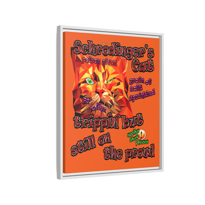 schrodinger's cat - framed canvas art (orange)
