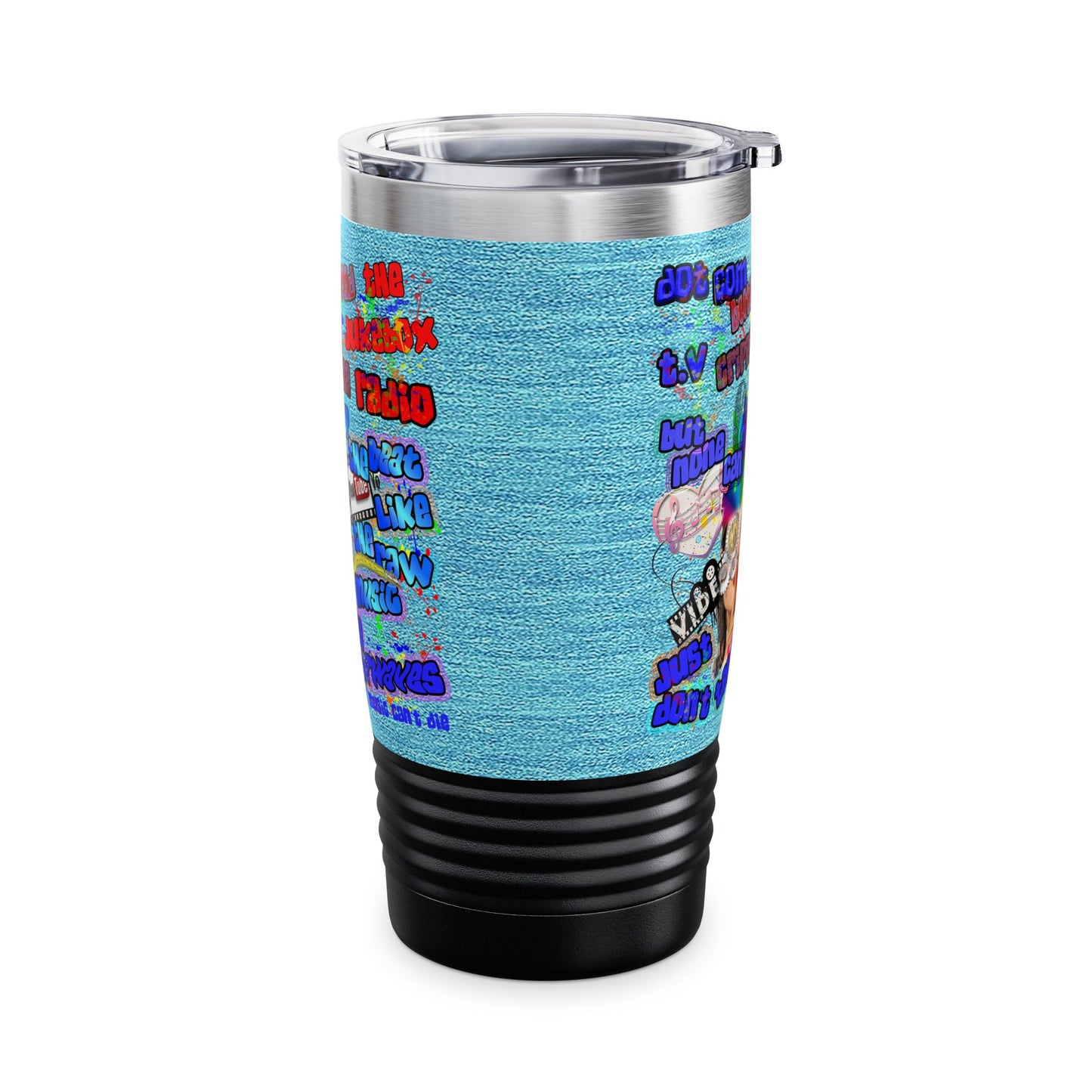drop the beat - Ringneck Tumbler, 20oz  (faded blue)