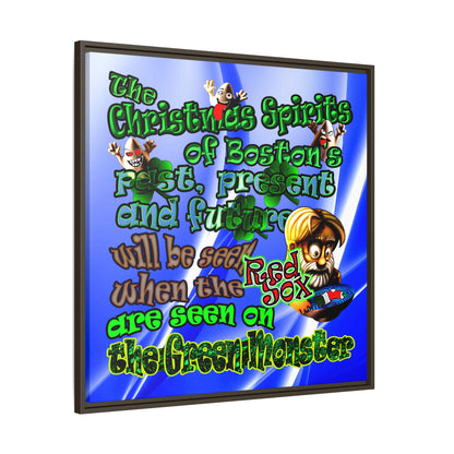 christmas spirits of boston - framed canvas art (blue-white wave)