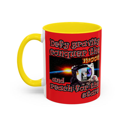 defy conquer reach - Accent Mug (red)