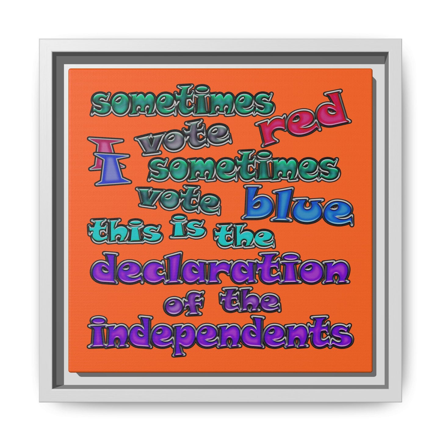 declaration of the independents - framed canvas art (orange)
