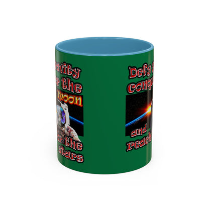 defy conquer reach - Accent Mug (dark green)